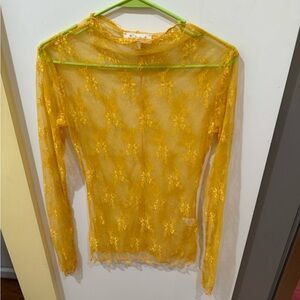 Sheer Yellow Lace Top